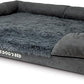 The Dog’s Bed, XXL Grey Fur Memory Foam, Pain Relief: Arthritis, Hip & Elbow Dysplasia, Post Surgery, Lameness, Supportive, Calming, Waterproof, Washable Cover, Veterinary Approved