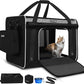 Petskd Extra Large Cat Carrier for 55LBS Pet Car Travel with Litter Box, 24"x17"x17" Soft Large Cats or Medium Dog Carrier with 5 Breathable Mesh Windows and Locking Zippers for Long Distance(Black)