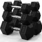 PAPABABE Hex Dumbbell Set 45-550 lb, Rubber Encased Home Gym Dumbbells, Weights Dumbbells for Women & Men, Hand Weight for Strength Training