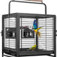 VIVOHOME 19 Inch Wrought Iron Bird Travel Carrier Cage for Parrots Conures Lovebird Cockatiel Parakeets Black