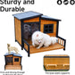 GARWOOD Large Outdoor Indoor Wooden Dog House for Small Large Dog Kennel Wood Sturdy Pet Puppy Warm Home with Durable Weatherproof Asphalt Roof Insulated Elevated Floor Outside Shelter Brown 39x37x30“