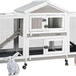2-Tier Rabbit Hutch with Wheels, Indoor & Outdoor Small Animal Cage with Deep Pull-Out Tray, Anti-Chew Frame, Habitat for Bunny, Guinea Pig, Chinchilla (93" L x 19" W x 35" H)