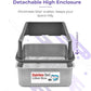 iPrimio - Stainless Steel Enclosed Litter Box for Cats - Easy to Clean - Includes High-Sided Litter Box, Scooper for Extra Scatter Protection - Medium Size for Big Cats - 20 x 14.2 x 6 in