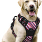 rabbitgoo Dog Harness No Pull with 2 Leash Clips, Adjustable Soft Padded, Reflective Oxford No Choke Pet Vest with Easy Control Handle for Large Dogs, Red Stripe, L