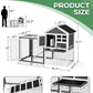 Outvita Rabbit Hutch, Small Wood Chicken Coop, 48" Guinea Pig Cage w/Pull-Out Tray, Waterproof Asphalt Roof, Chicken Run, Interactive Door for Small Animal Pen Outdoor