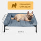 Veehoo Cooling Elevated Dog Bed with Fluffy Plush Bolster Cushion, Indoor Raised Dog Beds for Large Dogs, Soft Pet Sofa Cot with Removable Washable Mat, No-Slip Feet, 32 x 25 inches, Haze Blue