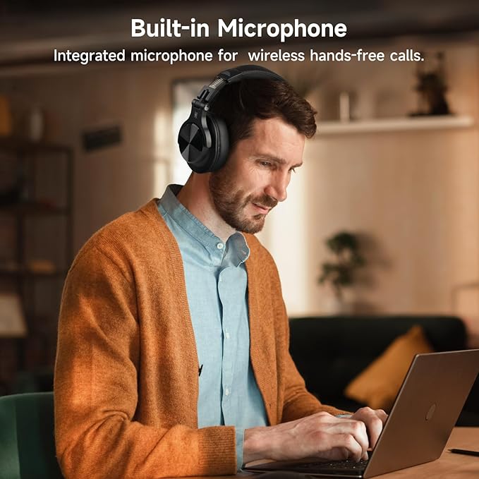 OneOdio A70 Bluetooth Over Ear Headphones, Wireless Headphones with 72H Playtime, Hi-Res, Built-in Mic, 3.5mm/6.35mm Wired Audio Jack for Studio Monitor & Mixing DJ Guitar AMP, Computer Laptop PC