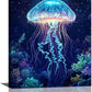 Ocean Jellyfish Wall Art Canvas Coral Fish Wall Decor Prints Framed Painting Underwater Pictures Gifts Artwork for Bathroom Living Dining 16"x20"