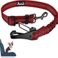 SlowTon Dog Seat Belt, Adjustable Dog Safety Belt Leash, 2 in 1 Latch Bar Attachment Dog Car Seatbelt with Elastic Nylon Bungee Buffer, Reflective Nylon Belt Tether Connect to Dog Harness (Red)