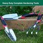 ESOW Garden Tool Set with Non-Slip Rubber Handle, 3 Piece Cast-Aluminum Heavy Duty Gardening Kit Includes Hand Trowel, Transplant Trowel and Cultivator Hand Rake, Red