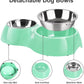 Elevated Dog Bowls Set - Non-Slip Raised Pet Feeder with Medium (2 Cups) & Large (4 Cups) Stainless Steel Bowls - Includes Durable Resin Stand for Puppies, Adult Dogs & Cats - Green