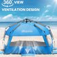 OutdoorMaster Beach Tent with Blackout Shelter Technology, Portable Beach Shade Sun Shelter Canopy for 4-6 Person with UPF 50+ UV Protection, Easy Setup Pop Up Tent Family Size