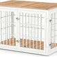 48 Inch Heavy Duty Dog Crate Furniture for Large Dogs, Decorative Pet House End Table, Extra Large Wooden Cage Kennel Furniture Indoor, Natural and White