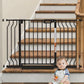 Mom's Choice-GROWNSY Baby Gate for Stairs, 29.5"-48.4" Pressure Mounted Baby Gate for Top of Stair&Doorway with Y-Spindle Rods, Anti-Trip Pedal, Wide Stairs Dog Gate Easy Install w/Red Reminder,Black