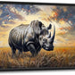 Rhino Large Wall Art Rustic Cool Wild Animal Rhinoceros Pictures Sunset Field Landscape Wall Decor Canvas Print Painting Artwork for Bathroom Living Room Bedroom 36L" x 24W"