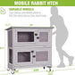 Rabbit Hutch Bunny Cage, Guinea Pig Cage Bunny Hutch Indoor, Wood Pet Cage with 4 Casters -2 Story & 2 Trays