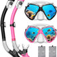 2 Pack Snorkeling Gear for Adults, Dry Snorkel, Mask Set Adult, Diving Scuba Mask, Scuba Gear, Swimming Goggles with Nose Cover, Swim Freediving Tempered Glass Panoramic View Travel Packages