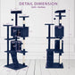 70 Inches Multi-Level Cat Tower for Indoor Cats - XL Tree Climbing Condo With Scratching Posts and Hanging Toys, Navy Blue