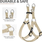 PUPTECK No Pull Dog Harness Soft Adjustable Basic Nylon Step in Puppy Vest Outdoor Walking with ID Tag and A-ir Tag Case, Cream, L