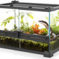 Mini Reptile Glass Terrarium 12"x8"x8" Durable Reptile Habitat Tank with Heat Resistant Aluminum Alloy Frame, Double Swinging Doors for no Jam by Sand and Other Debris