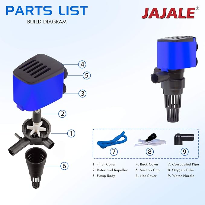 Water Pump 210 GPH Submersible Internal Aquarium Powerhead Water Pump Ultra Quiet for Aquarium,Fish Tank -3 Pack