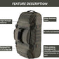 55L Large Duffle Bag, 3-in-1 Tactical Backpack MOLLE Pack for Sports, Gym, Outdoor, Olive Green