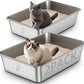 2 Pack Stainless Steel Cat Litter Box, 23.4" L×15.6" W×5.9" H, Metal Kitty Litter Box with High Sided for Big Cats, Non-Stick, Easy to Clean, Odor-Free