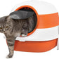 PawHut Cat Litter Box with Lid, Covered Litter Box w/High Sides, Air Freshener, Large Two-Way Entrance Kitty Toilet, Foldable, Easy Clean, Orange