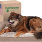 Furhaven Cooling Gel Dog Bed for Large/Medium Dogs w/ Removable Bolsters & Washable Cover, For Dogs Up to 55 lbs - Luxe Faux Fur & Performance Linen Sofa - Woodsmoke, Large