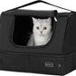 PETSFIT Portable Cat Litter Box - Removable 2-Layer Leak-Proof Lining, Scratch-Resistant Fabric with Sturdy Support Frame, Travel & Collapsible Cat Litter Box Black