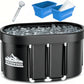XL Ice Bath Tub For Athletes - 129 Gallon Oval Shaped Durable Frame - Recovery Cold Plunge & Cold Water Therapy - Portable Build - Easy Installation - Includes Two Collapsible Ice Molds & Thermometer