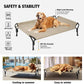 Veehoo Medium Elevated Dog Bed, Guardrail, Non-Slip, Teslin Mesh, 35"L x 26"W x 11"H, Beige Coffee