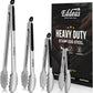 Grill Tongs - BBQ Tongs Heat Resistant 600 Degrees, Heavy Duty Metal, Perfect for Cooking, Grilling, Set of 4, 7",9",12" & 14 inch Black
