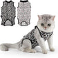 2 Packs Cat Surgery Recovery Suit Surgical Clothes Abdominal Wounds Anti-Licking Cat Bodysuit Onesie Substitute E-Collar& Cone