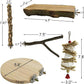 kathson 5PCS Wood Bird Perch Wooden Parrot Stand Toy Parakeet Standing Platform Chew Toys Natural Cuttlebone Paw Grinding Stick Cockatiels Cage Accessories Exercise Toy for Conures Budgies Lovebirds