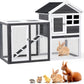 Outvita Rabbit Hutch, Small Wood Chicken Coop, 48" Guinea Pig Cage w/Pull-Out Tray, Waterproof Asphalt Roof, Chicken Run, Interactive Door for Small Animal Pen Outdoor
