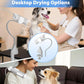 2-in-1 Hands-Free Dog Hair Dryer with Table Clamp – Low Noise Pet Grooming Dryer for Dogs & Cats, Adjustable Heat & Speed, Wearable or Desktop Use(Gray)