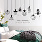 Removable 8pcs Hanging Black Vinyl Chandeliers Wall Sticker Quotes Heart Brightened Wall Decal DIY Peel and Stick Decor for Kids Boys and Girls Bedroom Living Room Studyroom Playroom Classroom