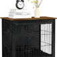 DWANTON Dog Crate Furniture with Cushion, Wooden Kennel Table with Double Doors, Indoor Dog House, Small/Medium/Large Size, 27.2" L, Black+Warm Brown