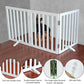 ZJSF Freestanding Indoor Dog Gate for House Foldable Wood White Puppy Gate for Doorways Pet Gate for Stairs Extra Wide Pet Fence 32" Height 3 Panels