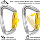 Climbing Carabiner Clips 25kN Auto Locking Carabiner, Professional Heavy Duty Large Locking Carabiner Clips for Rock/Ice Climbing Rappelling Rescue Swing etc, D Shaped, Large Size