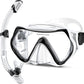 Snorkeling Gear, Dry Snorkel Set180° Panoramic Wide View,Anti-Fog Scuba Diving Mask, Professional Snorkeling Gear for Free Breathing, Swimming, Diving