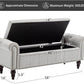 58’’ Storage Bench for Bedroom, Upholstered Button-Tufted Ottoman with Solid Wood Legs, Queen Size End of Bed Shoe Cabinet, Window Seat Foot Rest Stool for Entryway, Living Room (Silver)