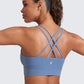 CRZ YOGA Softness Mold Womens Butterluxe Strappy Longline Sports Bra - Double Spaghetti Strap Workout Yoga Crop Top Athletic