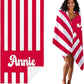 JML Personalized Beach Towel with Name, Custom Cabana Stripe Beach Towel, Customized Microfiber Pool Towel, Quick Dry & Absorbent Swim Towel for Adult,Mother's Day, Birthday, Summer Holiday,Vacation