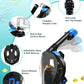 Mask Fins Snorkeling Gear for Adults, Full Face Snorkel Mask & Adjustable Swim Fins Snorkel Set, Panoramic View Snorkel Mask Dry Top Anti-Fog Anti-Leak