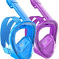 QingSong Kids Snorkel Mask Full Face, Snorkeling Set with Camera Mount, Foldable 180 Degree Panoramic View Snorkeling Gear Anti-Fog Anti-Leak