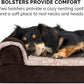 Furhaven Cooling Gel Dog Bed for Large Dogs w/ Removable Bolsters & Washable Cover, For Dogs Up to 125 lbs - Two-Tone Plush Faux Fur & Suede L Shaped Chaise - Espresso, Jumbo Plus/XXL