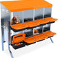 Chicken Nesting Boxes, 8 Hole Metal Chicken Laying Box with with Removable Trays and Roll Out Egg Collection for Chicken Coop, with Metal Bracket, Orange