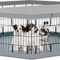 PJYuCien Dog Playpen, 8 Panels 24”H Dog Playpen Indoor with Grey Bottom Pad and Top Cover, Metal Foldable Dog Pen for Indoor Use, Only for Small Medium Animals, Grey